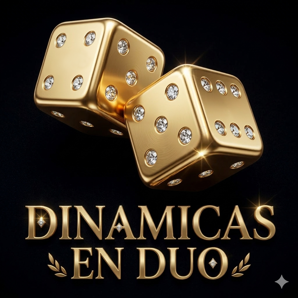 Logo Dinamicas en Duo con dados dorados